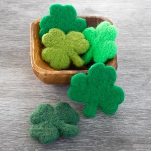Felt Shamrocks- 2.25"- Set of 4, 8 or 12- Shades Green- St Patrick's Day DIY Craft Shape, Bowl Filler, Cat Toy- Leprechaun Irish Tiered Tray