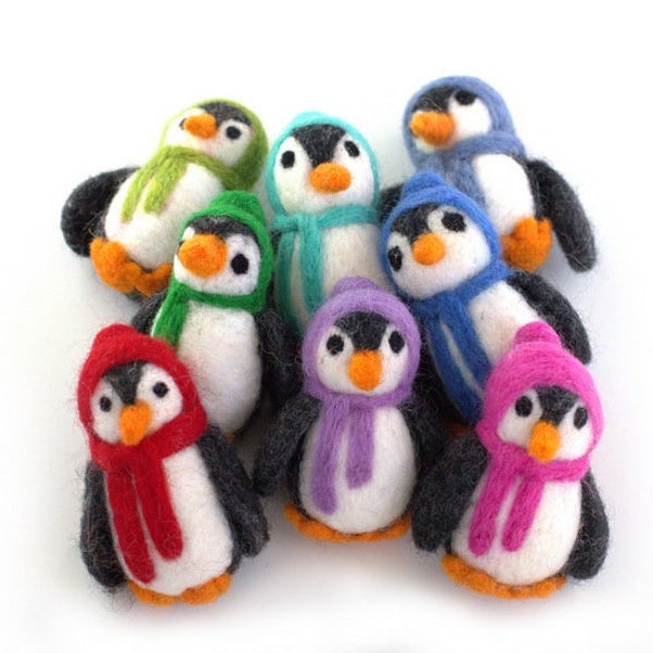 Felt Penguin Shapes- Christmas Tiered Tray, Winter Bowl Filler, Holiday Shelf Sitter, DIY Craft Home Decor- Approx 3" tall- Handfelted Wool