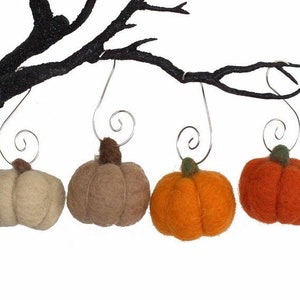 Pumpkin Ornaments- PICK YOUR COLORS- Fall Autumn Halloween Shapes with Hooks- Mantle, Tray, Tree Decor- Pumpkins Approx 1.5"