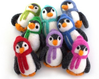 Felt Penguin Shapes- Christmas Tiered Tray, Winter Bowl Filler, Holiday Shelf Sitter, DIY Craft Home Decor- Approx 3" tall- Handfelted Wool