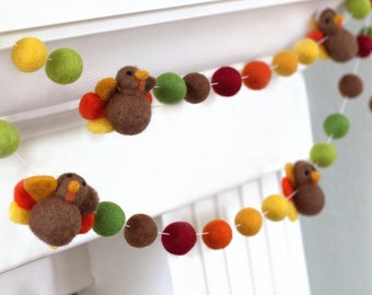 100/% Felt Ball Garlands 1 String CNVOILA Wool Felt Ball Garland 88.6 Fall Autumn Pom Pom Garland Handmade Halloween Thanksgiving Pumpkin Wall Decoration