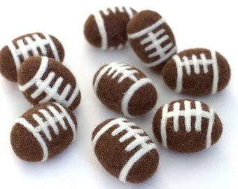 Football Felt Decor Shapes- Set of 3 or 5- Sports Bowl Filler, Newborn Photo Prop, DIY Craft, Gift, Wool Cat Toy- Approx 2.25-2.5&quot; Long