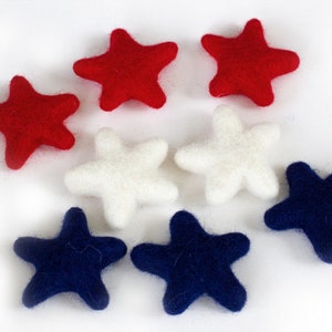 Felt Star Shapes- Fourth of July American Flag Memorial Day- Red White Navy Blue-- SET of 3, 6, 12- DIY Craft Decor, Cat Toy- Approx 1.75"