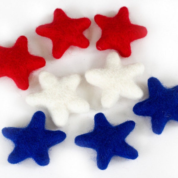 Felt Stars- Fourth July- SET of 3, 6, 12- Red White Royal Blue- Summer Memorial Day Tiered Tray, USA Bowl Filler, Craft Decor- Approx 1.75"