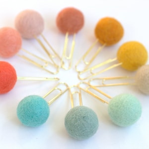 CHOOSE YOUR COLORS- Pom Pom Planner Clip Bookmark - Page Marker - Planner Accessories - 1" Felt Ball - 100% Wool