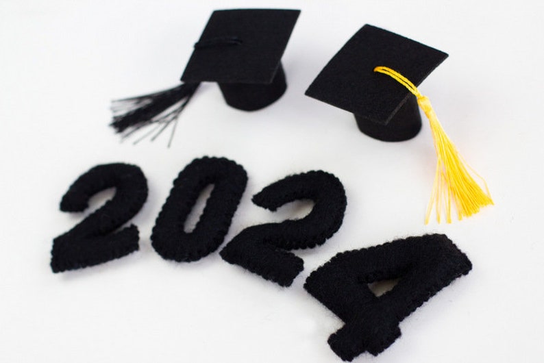 2024 Graduation Decor Shapes Choose from 2024 Number Set and Mortar Board Caps with Tassels image 2