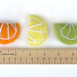 Fruit Slice Ornaments SET OF 3 Silver Swirl Hook Summer Citrus Tree, Spring Home Decor, Yellow Orange Green Fruit Slices Approx 2 Wide image 4