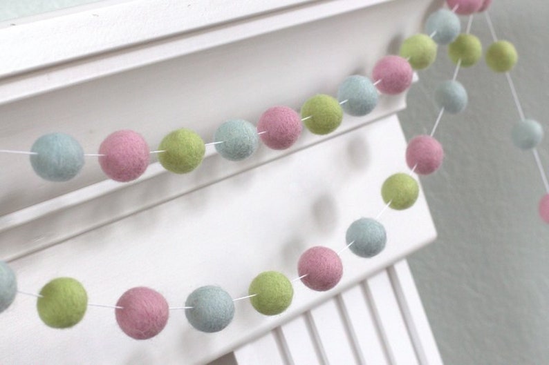 Spring Pastel Easter Garland Decor Blush Ice Pistachio Felt Etsy