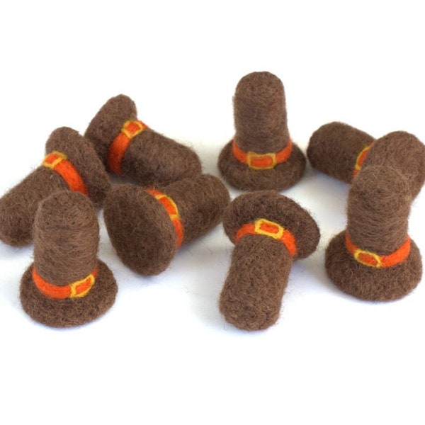 Thanksgiving Pilgrim Hat Wool Felt Shapes- Fall Tiered Tray, Autumn Bow Filler, Friendsgiving Gift, Farmhouse Home Decor- Approx. 1.5" x 2"