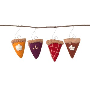 Thanksgiving Ornaments- Pie Slices- SET OF 4- Fall Felt Shapes- Pumpkin Pie- Cherry Pie- 100% Wool Felt- Approx. 3.5"