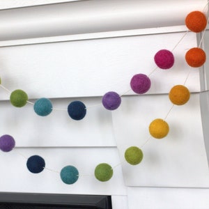 Rainbow Garland Felt Ball Decor- Ombre Bright Colors- Nursery Decor ...