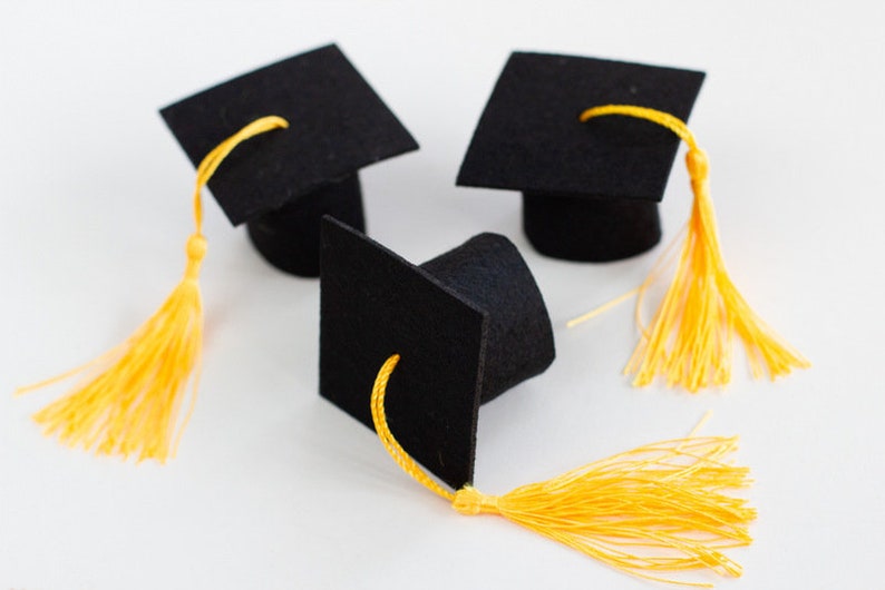 2024 Graduation Decor Shapes Choose from 2024 Number Set and Mortar Board Caps with Tassels 3 Caps/Gold Tassel