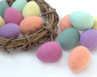 Felt Easter Eggs- Approx 1.75-2" Tall- Pick 6 or 12- Bright Spring Mix- Bowl Filler, Tiered Tray, Shelf Sitter Gift, DIY Craft, Wool Cat Toy