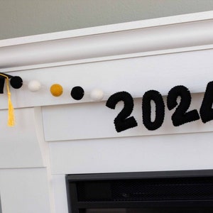 CUSTOM Graduation 2024 Garland CHOOSE Your Colors 6 ft STRING 1 Felt Balls, 2 Caps, 3 Numbers image 9