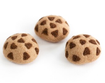 Biscuits en feutre aux pépites de chocolat - LOT de 3 jeux de simulation pour enfants d'âge préscolaire, idée cadeau, cadeau de Noël - jouet pour chat en laine - env. 2" de diamètre