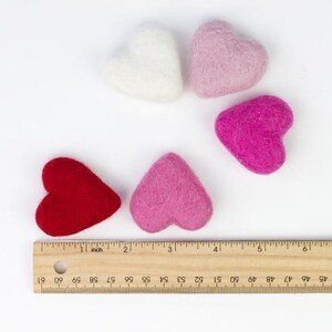 Wool Felt Hearts- Red Pink White- SET of 3, 6 or 12 Valentine's Day Bowl Filler, Tiered Tray, Shelf Sitter, Wool Cat Toy- Approx. 1.75" Tall image 5