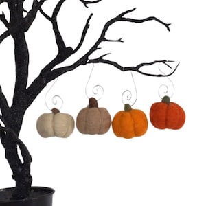 Wool Felt Pumpkin Ornaments - PICK YOUR COLORS - 1.5" Mini Pumpkins -  Halloween Tiered Tray Decor, Fall Tree Decoration - Handmade Gift