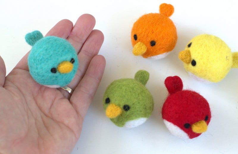 Spring Bird Chick Felt Shapes- Set of 5- 1.5x2&quot;- NEST NOT INCLUDED- Pastel Colors- Easter Bowl Filler, Home Decor Tiered Tray, Shelf Sitter