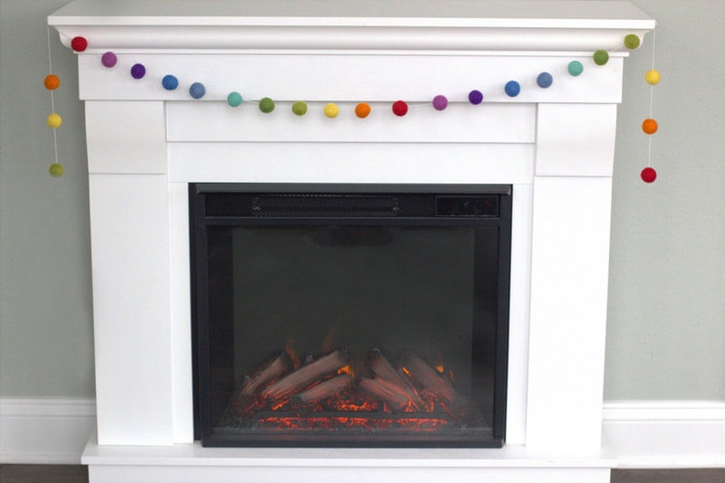 Rainbow Felt Ball Garland Mantle Banner, Shelf Bunting, Nursery Decor, Children's Playroom, Birthday Party 1 Felt Balls 100% Wool image 2