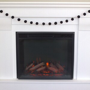 Halloween Felt Ball Garland, Fall Mantel Banner - Neutral Black - 1" Felt Balls- 100% Wool - Handmade image 2