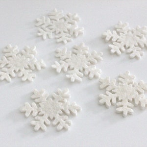 Wool Felt Snowflakes- White- Christmas Tiered Tray, Winter Bowl Filler, Holiday Craft DIY Shapes, Home Decor- 100% Wool Felt- 2.5&quot;
