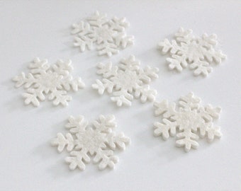 Wool Felt Snowflakes- Off White- Christmas Tiered Tray, Winter Bowl Filler, Holiday Craft DIY Shapes, Home Decor- 100% Wool Felt- 2.5"