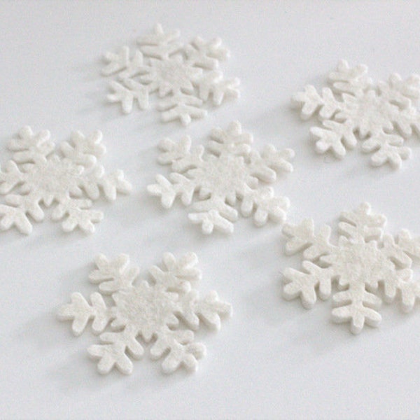 Wool Felt Snowflakes- Off White- Christmas Tiered Tray, Winter Bowl Filler, Holiday Craft DIY Shapes, Home Decor- 100% Wool Felt- 2.5"