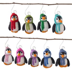 Penguin Christmas Tree Ornaments- PICK YOUR COLORS- Winter Christmas Tree Decor with Hooks
