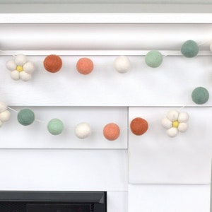 Pastel Rainbow Garland Felt Ball Decor- Mantle Banner, Shelf Home Decor, Nursery Playroom- Girl Birthday Party- 1\" Felt Balls- 100% Wool