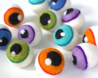 Felt Eyeballs- Halloween Monster Eyes- Home Decor, Fall Tiered Tray, Autumn Bowl Filler, Vase Filler Shapes- 100% Wool Felt- Approx. 1.5"