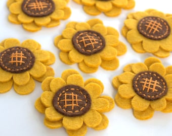 Wool Felt Sunflower- Spring Summer Decor, Easter, Garland, Crafts- Fall Flower Bouquet- 100% Wool Felt- Approx. 3.75"- Handmade