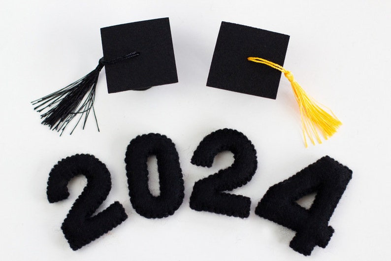 2024 Graduation Decor Shapes Choose from 2024 Number Set and Mortar Board Caps with Tassels image 3