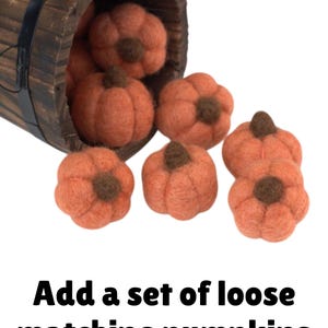 Fall Felt Pumpkin Garland, Thanksgiving Mantel Decor - Teal Tan Terra Cotta - 1" Balls, 1.5" Pumpkins- Handmade Yes- Add 5 Pumpkins