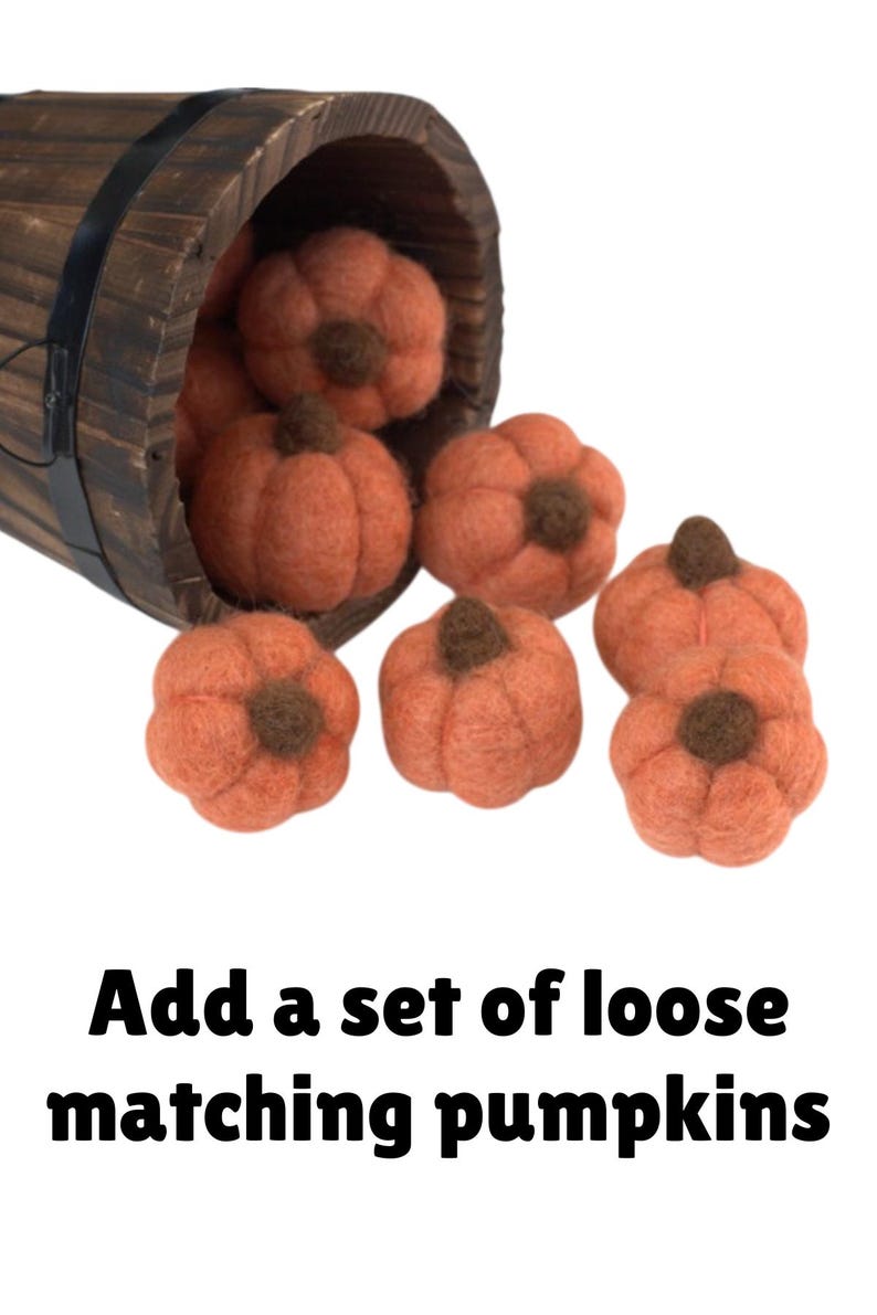 Fall Felt Pumpkin Garland, Thanksgiving Mantel Decor - Teal Tan Terra Cotta - 1" Balls, 1.5" Pumpkins- Handmade Yes- Add 5 Pumpkins