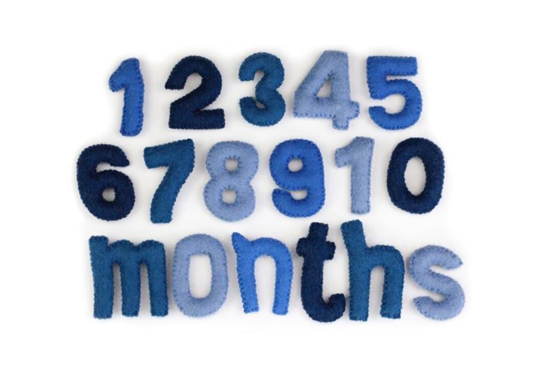 Felt Number Monthly Milestone Set - 0–9 Counting Set - Blue Nursery ...