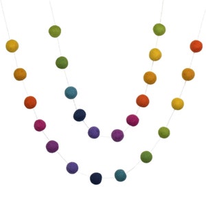 Rainbow Garland Felt Ball Decor- Ombre Bright Colors- Nursery Decor ...
