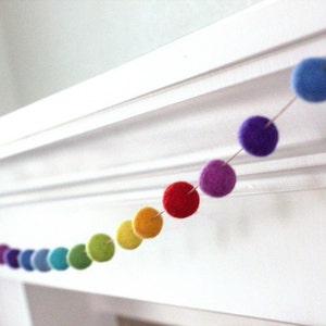 Design Your Own Felt Ball Garland 1 Felt Balls 100% Wool Custom Pick Your Colors, Personalized Design Holiday Home Decor, Christmas image 8