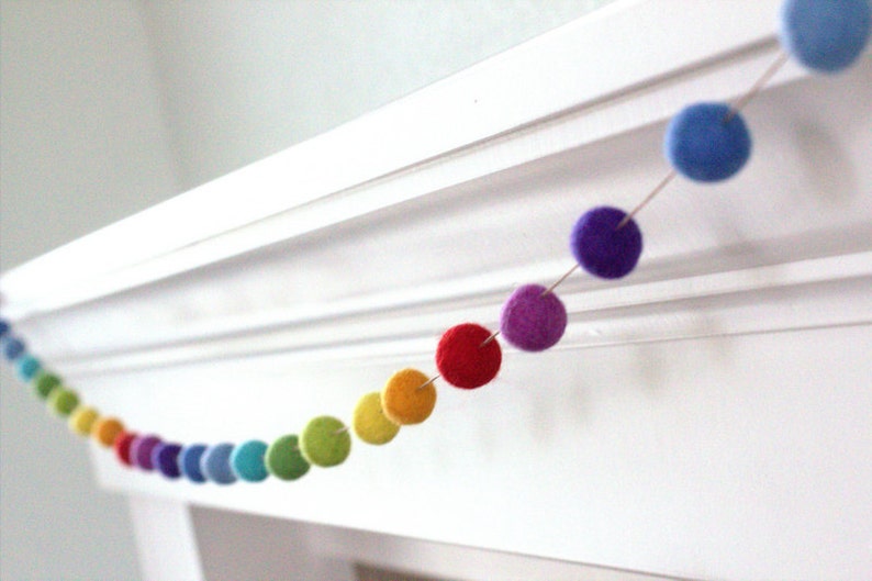 Design Your Own Felt Ball Garland 1 Felt Balls 100% Wool Custom Pick Your Colors, Personalized Design Holiday Home Decor, Christmas image 8