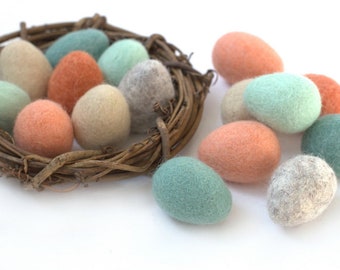 Felt Easter Eggs- Approx 1.75-2" Tall- Pick 6 or 12- Earth Tones- Spring Bowl Filler, Home Decor Tiered Tray, Shelf Sitter Gift, 100% Wool