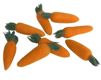 Felt Carrots- Set of 3 or 5- Wool Felt Spring Easter Shapes- Approx. 3.25" - 100% Wool