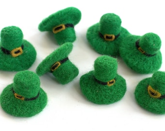 Leprechaun Hat Felt Shapes - Set of 3 or 5, Approx 1.75" Tall - St. Patrick’s Day Decor, Spring Tiered Tray, Bowl Filler- Handmade