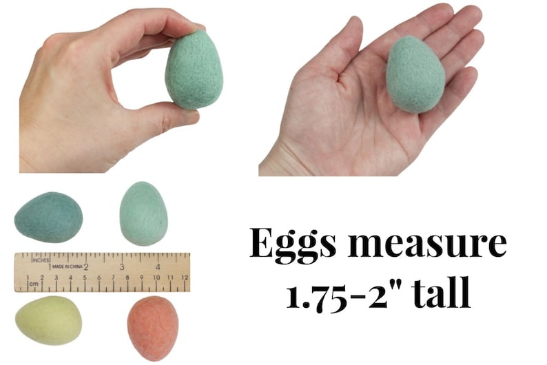 Felt Easter Eggs Approx 1.75-2 Tall Pick 6 or 12 Bright Spring Mix Bowl Filler, Tiered Tray, Shelf Sitter Gift, DIY Craft, Wool Cat Toy image 2