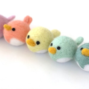 Spring Bird Chick Felt Shapes SET OF 5 PASTEL Colors Easter Bowl Filler, Home Decor Tiered Tray, Shelf Sitter, Gift Approx. 2.25 Long image 2