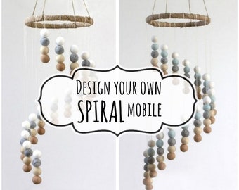 Design Your Own SPIRAL Felt Ball Mobile- 100% Wool