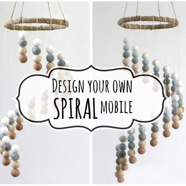 Design Your Own SPIRAL Felt Ball Mobile- 100% Wool
