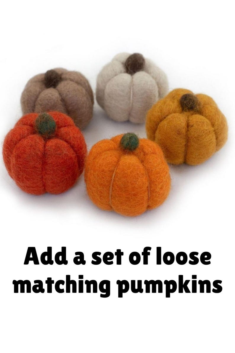 Fall Felt Pumpkin Garland, Thanksgiving Mantel Decor - Orange Brown - 1" Balls, 1.5" Pumpkins- Handmade Yes- Add 5 Pumpkins