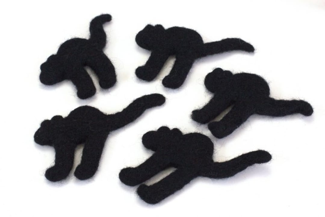 Black cat halloween felt shapes set of 3 or 5 fall tiered tray