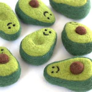 Felt Food Avocado Shapes- SET Of 2 PIECES- Preschool Pretend Play, Home Decor, DIY Craft, Tiered Tray, Wool Cat Toy- Approx. 2.5" x 1.75"