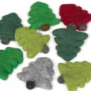 Felt Christmas Trees- PICK YOUR COLORS- Christmas Bowl Filler, Winter Tiered Tray, Holiday Mantle, Diy Craft, Wool Cat Toy- Approx. 3.5"