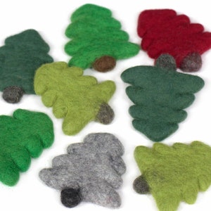Felt Christmas Trees- PICK YOUR COLORS- Christmas Bowl Filler, Winter Tiered Tray, Holiday Mantle, Diy Craft, Wool Cat Toy- Approx. 3.5&quot;